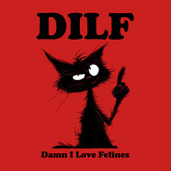 Свитшот хлопковый мужской DILF damn I love felines, цвет: красный — фото 2