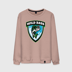 Свитшот хлопковый мужской Wild bass fishing, цвет: пыльно-розовый