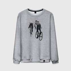 Свитшот хлопковый мужской Велосипедисты, цвет: меланж