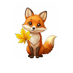 Свитшот хлопковый мужской Рыжая лисица с осенним листочком, цвет: белый — фото 2