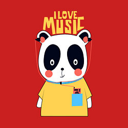 Свитшот хлопковый мужской Панда - я люблю музыку, цвет: красный — фото 2