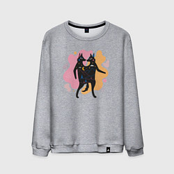 Свитшот хлопковый мужской Танец лисичек, цвет: меланж