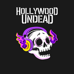 Свитшот хлопковый мужской Hollywood Undead - неоновый череп, цвет: черный — фото 2