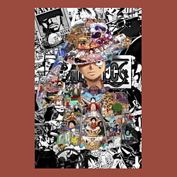 Свитшот хлопковый мужской Ван-Пис Луффи коллаж, цвет: кирпичный — фото 2