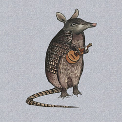 Свитшот хлопковый мужской Броненосец с укулеле, цвет: меланж — фото 2