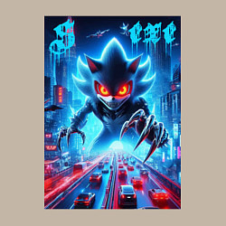 Свитшот хлопковый мужской Hedgehog in neon metropolis - ai art, цвет: миндальный — фото 2