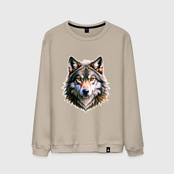 Свитшот хлопковый мужской Серьёзный волчара, цвет: миндальный