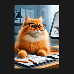 Свитшот хлопковый мужской Рыжий кот дизайнер - нейроарт, цвет: черный — фото 2