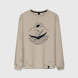 Свитшот хлопковый мужской Мишка в лодке, цвет: миндальный