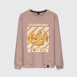 Свитшот хлопковый мужской Покемоны Чаризард Charizard, цвет: пыльно-розовый