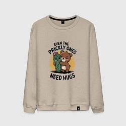 Свитшот хлопковый мужской И колючки нуждаются в любви, цвет: миндальный