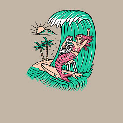 Свитшот хлопковый мужской Серфер и русалка, цвет: миндальный — фото 2