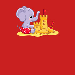 Свитшот хлопковый мужской Слонёнок строит замок из песка, цвет: красный — фото 2