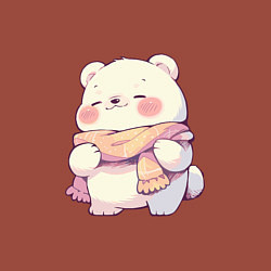 Свитшот хлопковый мужской Милый кавайный белый мишка, цвет: кирпичный — фото 2