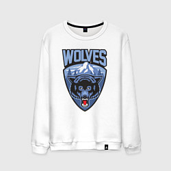 Свитшот хлопковый мужской Мы волки, цвет: белый