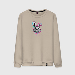 Свитшот хлопковый мужской Заяц злой монстр, цвет: миндальный