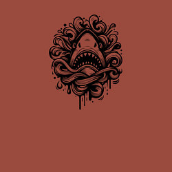 Свитшот хлопковый мужской Голова акулы в волнах тату, цвет: кирпичный — фото 2