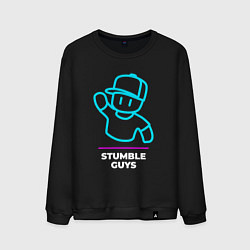 Мужской свитшот Символ Stumble Guys в неоновых цветах