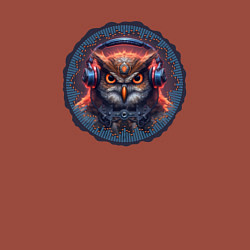 Свитшот хлопковый мужской Сова в наушниках в стиле киберпанк, цвет: кирпичный — фото 2