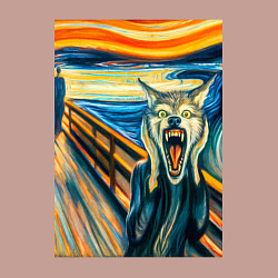 Свитшот хлопковый мужской Волк кричит на картине Эдварда Мунка - мем искусст, цвет: пыльно-розовый — фото 2