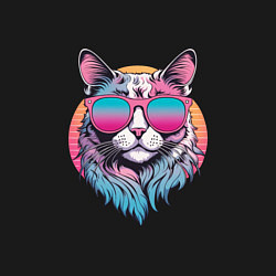 Свитшот хлопковый мужской Ретро кот в розовых солнечных очках Vaporwave, цвет: черный — фото 2