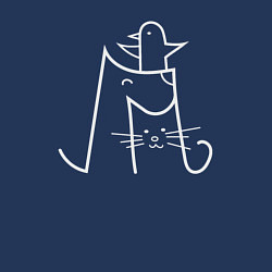 Свитшот хлопковый мужской Птичка собачка и кошечка, цвет: тёмно-синий — фото 2