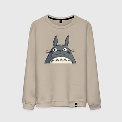 Свитшот хлопковый мужской Выглядывающий тоторо, цвет: миндальный