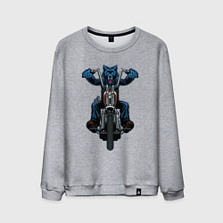 Свитшот хлопковый мужской Волк байкер, цвет: меланж