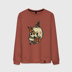 Свитшот хлопковый мужской Грозовой череп, цвет: кирпичный