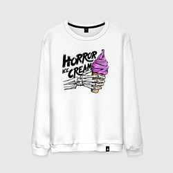 Свитшот хлопковый мужской Horror ice cream, цвет: белый