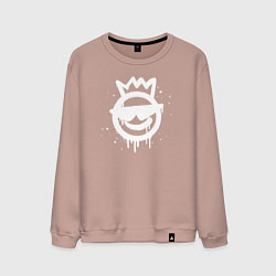 Свитшот хлопковый мужской Смайлик в короне - граффити, цвет: пыльно-розовый