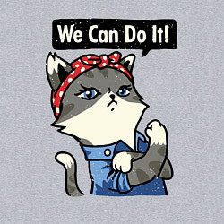 Свитшот хлопковый мужской We can do it - cat, цвет: меланж — фото 2