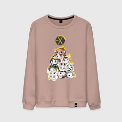 Свитшот хлопковый мужской Exo в виде милых зверушек, цвет: пыльно-розовый