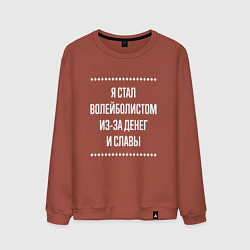 Свитшот хлопковый мужской Я стал волейболистом из-за славы, цвет: кирпичный
