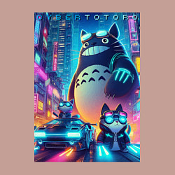 Свитшот хлопковый мужской Totoro and cats - cyberpunk, цвет: пыльно-розовый — фото 2