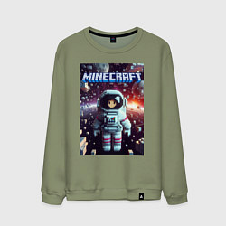 Свитшот хлопковый мужской Брюнетка в космосе - Майнкрафт фантазия, цвет: авокадо