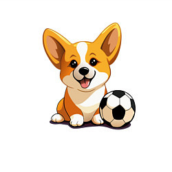 Свитшот хлопковый мужской Корги с футбольным мячом, цвет: белый — фото 2