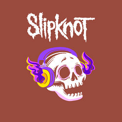 Свитшот хлопковый мужской Slipknot - неоновый череп, цвет: кирпичный — фото 2