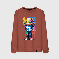 Свитшот хлопковый мужской Ёжик Соник - граффити, цвет: кирпичный