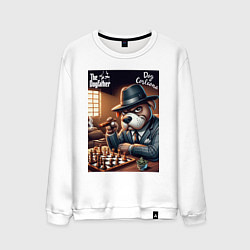 Свитшот хлопковый мужской Партия в шахматы с крёстным отцом, цвет: белый