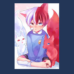 Свитшот хлопковый мужской Моя геройская академия Сёто Тодороки лисы, цвет: тёмно-синий — фото 2