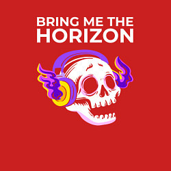 Свитшот хлопковый мужской Bring Me the Horizon - неоновый череп, цвет: красный — фото 2