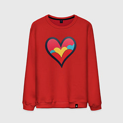 Свитшот хлопковый мужской Яркое сердечко, цвет: красный