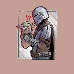 Свитшот хлопковый мужской Беби Йода и Мандалорец, цвет: пыльно-розовый — фото 2