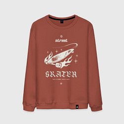 Свитшот хлопковый мужской Сперва катай потом говори, цвет: кирпичный