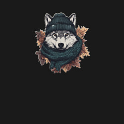 Свитшот хлопковый мужской Волк в шапке, цвет: черный — фото 2