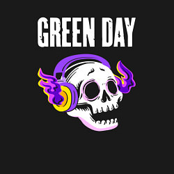 Свитшот хлопковый мужской Green Day - неоновый череп, цвет: черный — фото 2