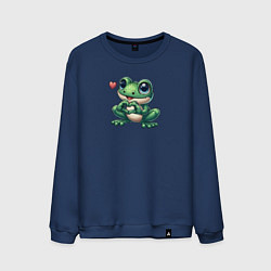 Свитшот хлопковый мужской Лягушка и сердце, цвет: тёмно-синий