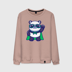 Свитшот хлопковый мужской Панда в плаще, цвет: пыльно-розовый