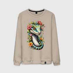 Свитшот хлопковый мужской Символ 2025 года, цвет: миндальный